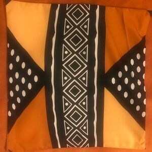 Geometric Pattern Scarf in Orange and Black (African inspired)